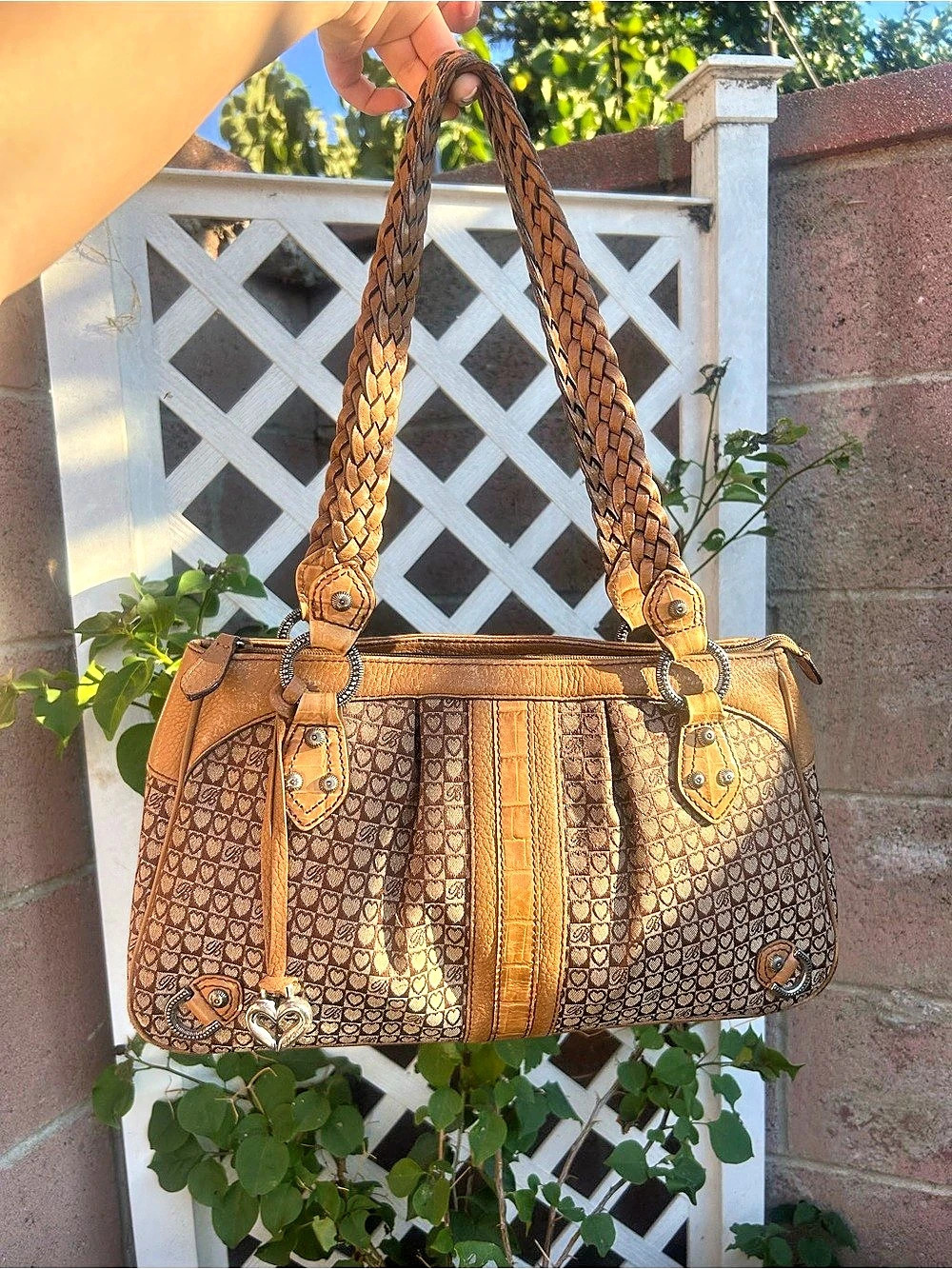 Vintage Brighton brown monogram shoulder bag from early 2000s